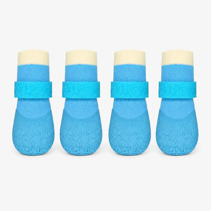 Pack of 4 Waterproof Dog Boots, Silicone Non-Slip and Wear-Resistant Pet Shoes, Outdoor Sports Puppy Shoes, Paw-Protecting Booties, Can Be Used as Socks or Shoes