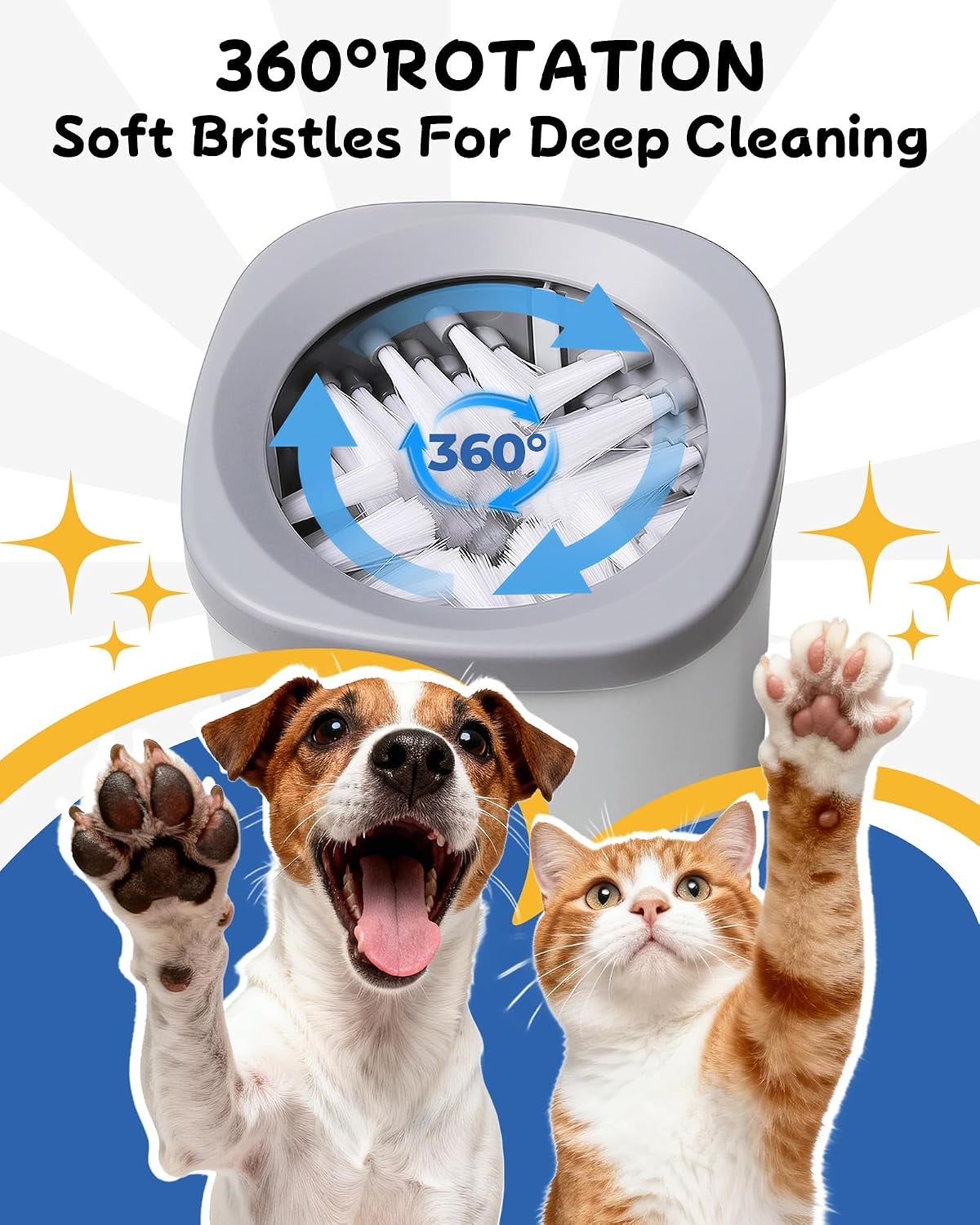 Electric Dog Paw Cleaner - Automatic Two-Speed Foot Washer for Medium to Large Dogs and Cats