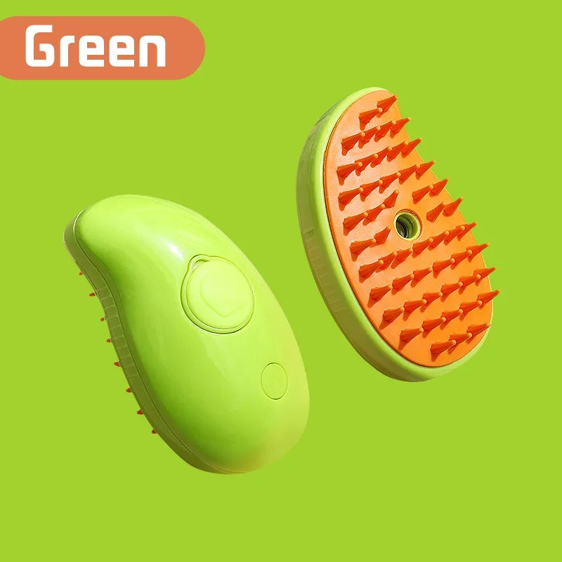 3-in-1 Pet Spray Massage Brush with One-Button Steam Function, Folding Rotatable Design for Hair Removal and Bathing