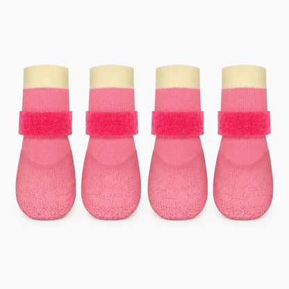 Pack of 4 Waterproof Dog Boots, Silicone Non-Slip and Wear-Resistant Pet Shoes, Outdoor Sports Puppy Shoes, Paw-Protecting Booties, Can Be Used as Socks or Shoes