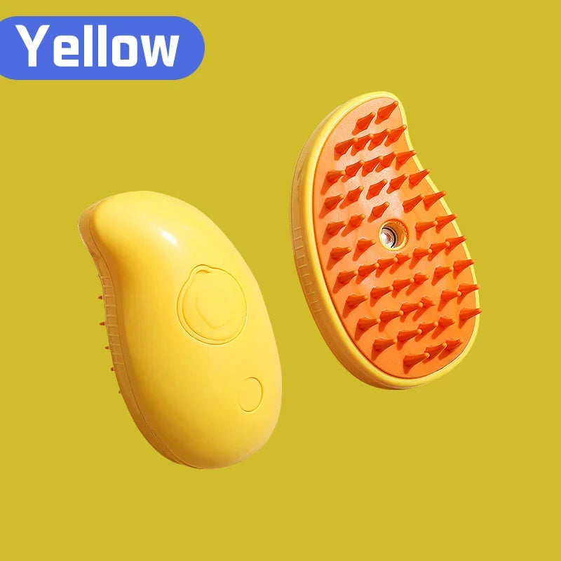 3-in-1 Pet Spray Massage Brush with One-Button Steam Function, Folding Rotatable Design for Hair Removal and Bathing