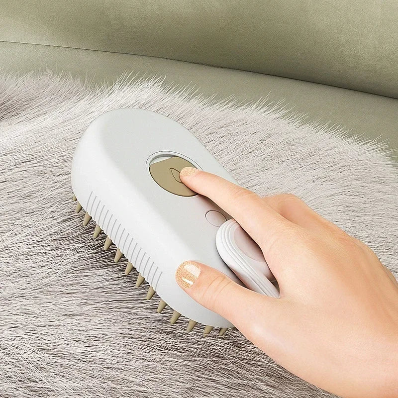 3-in-1 Pet Spray Massage Brush with One-Button Steam Function, Folding Rotatable Design for Hair Removal and Bathing