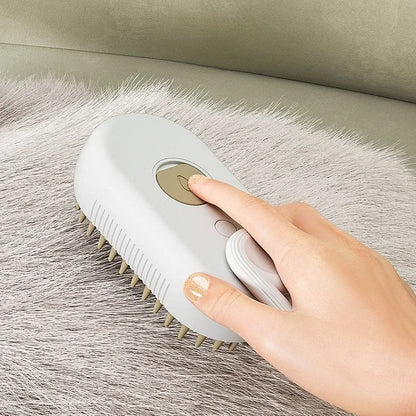 3-in-1 Pet Spray Massage Brush with One-Button Steam Function, Folding Rotatable Design for Hair Removal and Bathing