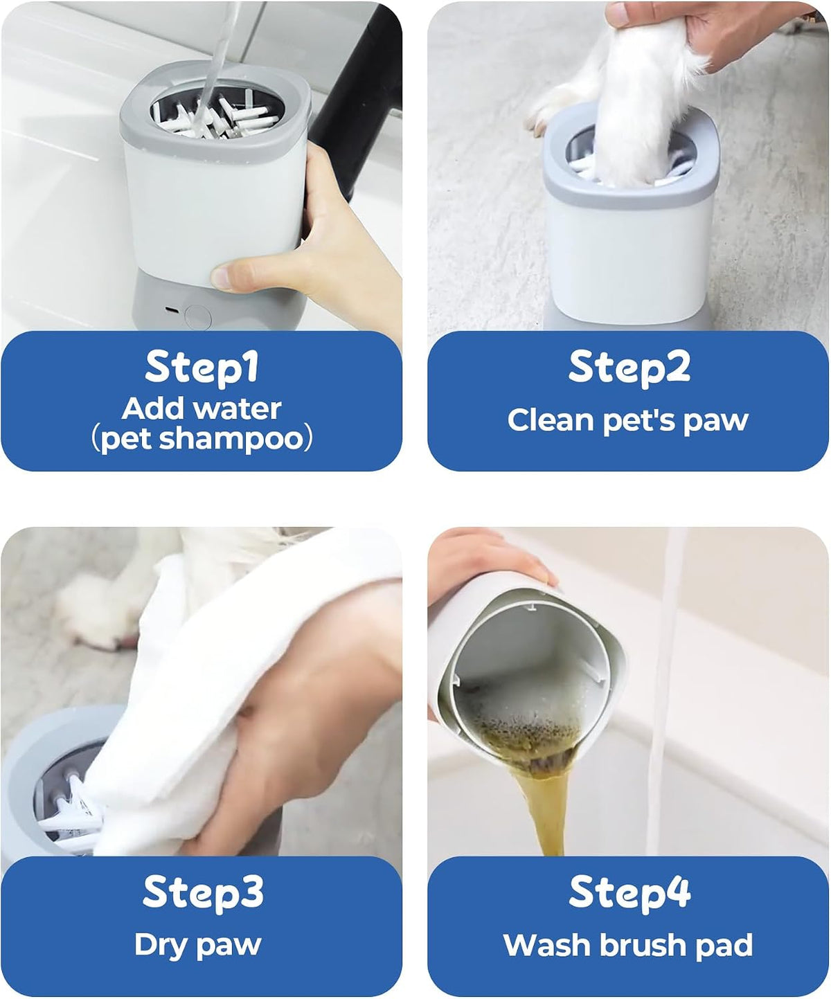 Electric Dog Paw Cleaner - Automatic Two-Speed Foot Washer for Medium to Large Dogs and Cats