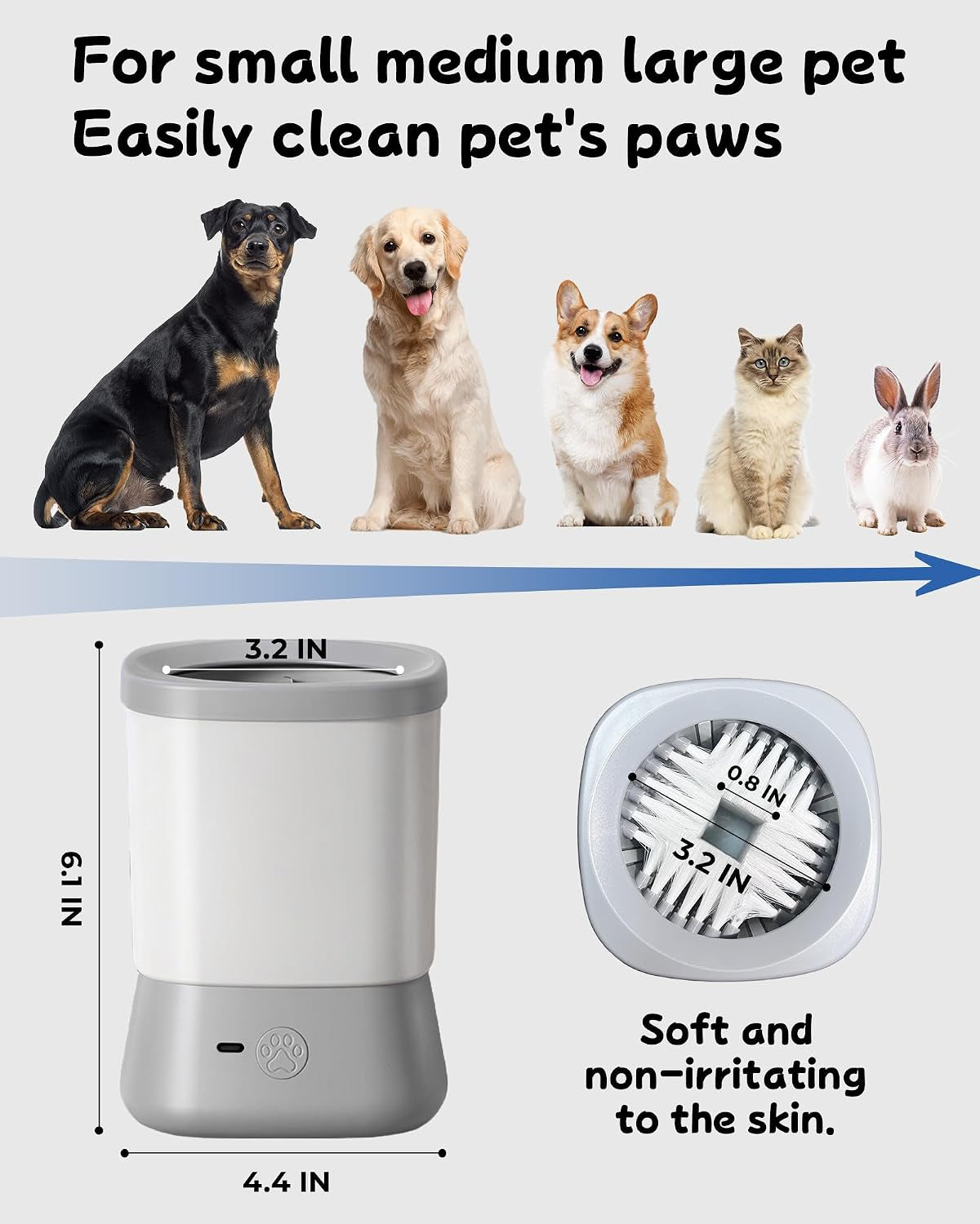 Electric Dog Paw Cleaner - Automatic Two-Speed Foot Washer for Medium to Large Dogs and Cats