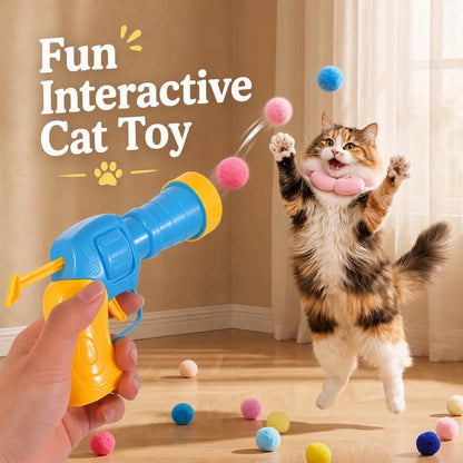 Plastic Universal Interactive Cat Toy Launcher Set - 1 Launcher, 30 Plush Balls, Battery-Free, Durable, Manual Trigger, Indoor Chasing Game, Bonding Boost, Ideal Gift for Cats