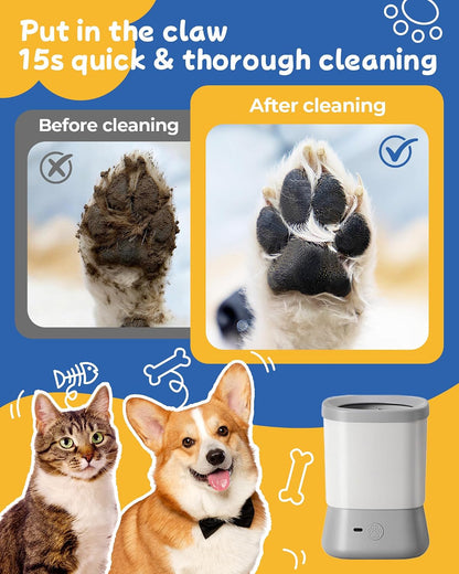 Electric Dog Paw Cleaner - Automatic Two-Speed Foot Washer for Medium to Large Dogs and Cats