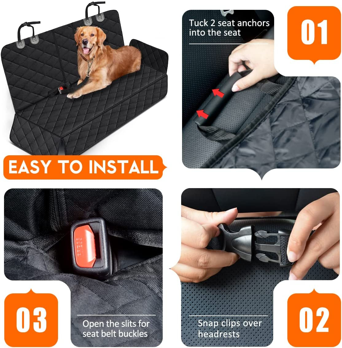 Premium Dog Car Seat Cover - Protective Back Seat Cover for Pets