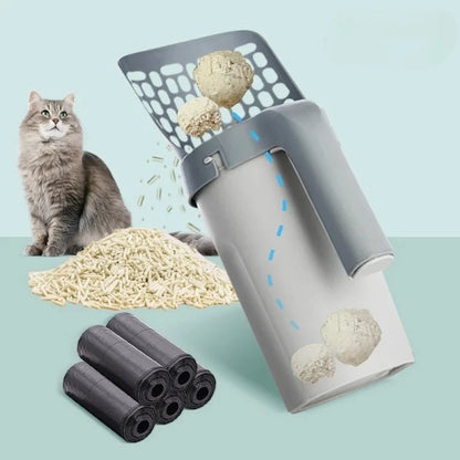 Premium Cat Litter Scoop with Refill - Reusable Pet Cleaning Tool for Efficient Cat Waste Management