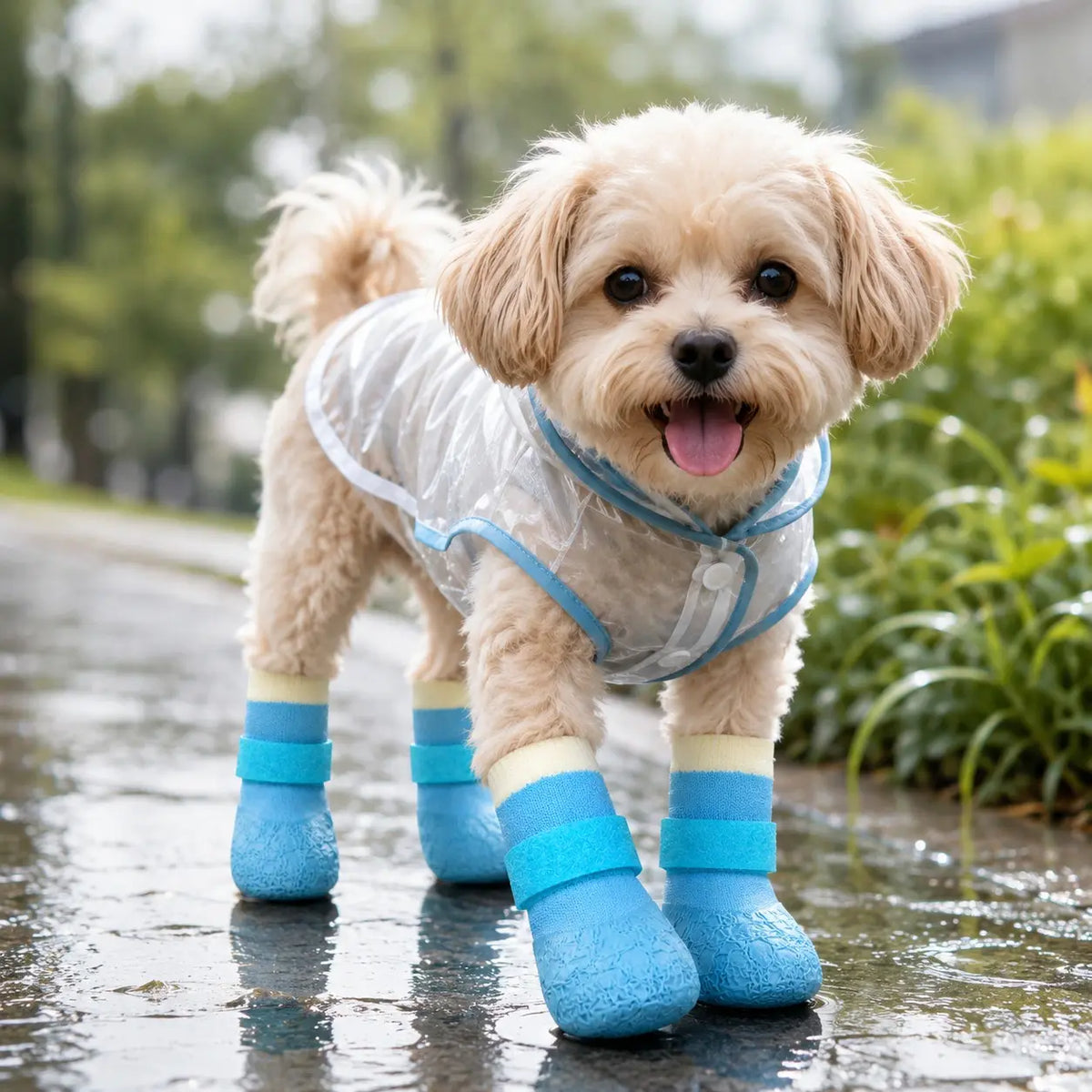 Pack of 4 Waterproof Dog Boots, Silicone Non-Slip and Wear-Resistant Pet Shoes, Outdoor Sports Puppy Shoes, Paw-Protecting Booties, Can Be Used as Socks or Shoes