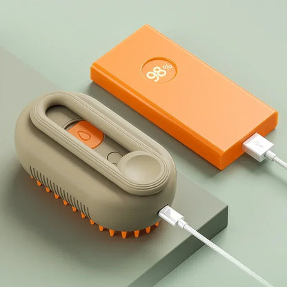 3-in-1 Pet Spray Massage Brush with One-Button Steam Function, Folding Rotatable Design for Hair Removal and Bathing