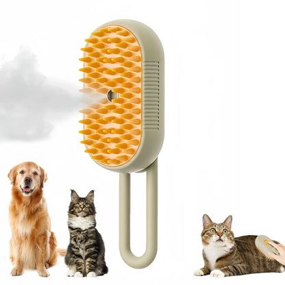3-in-1 Pet Spray Massage Brush with One-Button Steam Function, Folding Rotatable Design for Hair Removal and Bathing