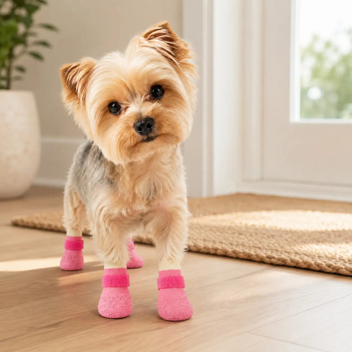 Pack of 4 Waterproof Dog Boots, Silicone Non-Slip and Wear-Resistant Pet Shoes, Outdoor Sports Puppy Shoes, Paw-Protecting Booties, Can Be Used as Socks or Shoes